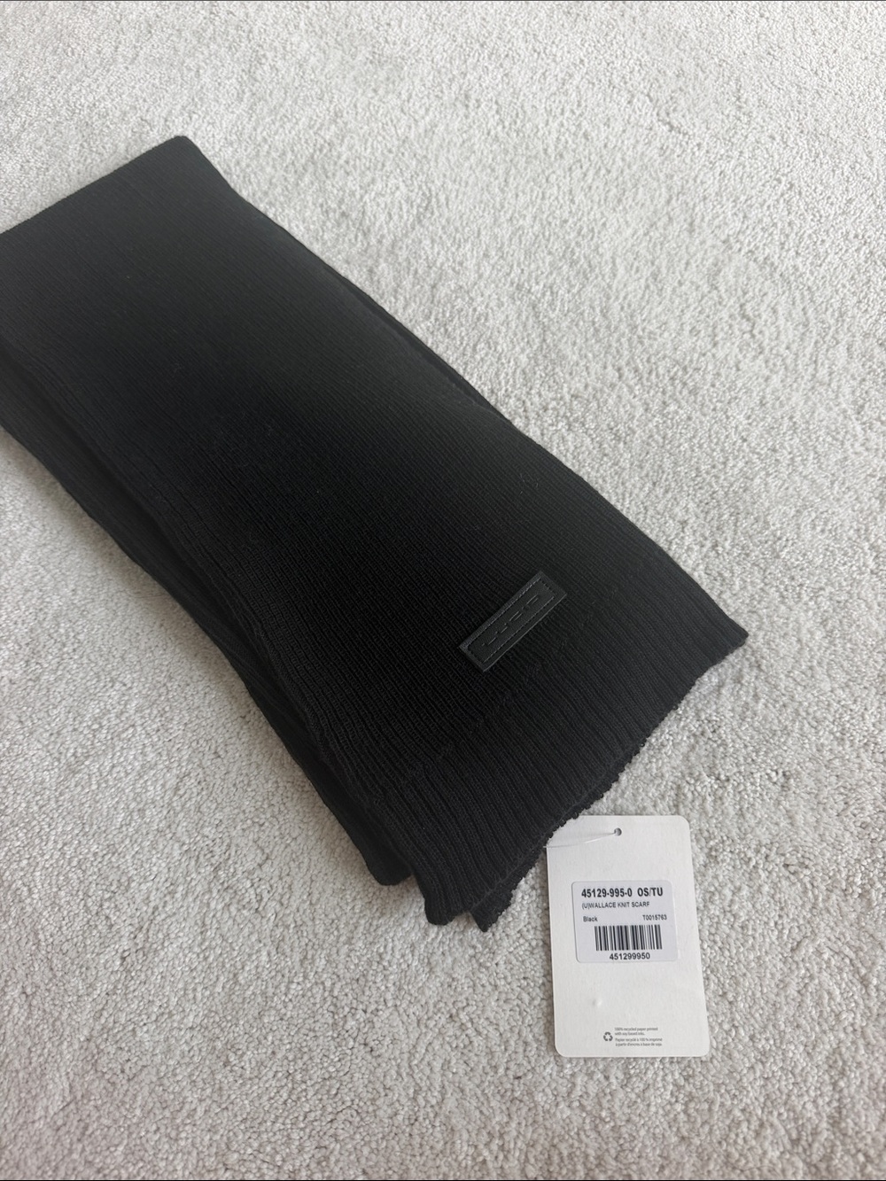 Black Ribbed Scarf - Unbranded